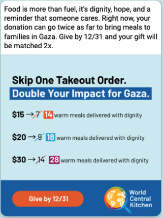 WCK Gaza ad — Skip One Takeout Order